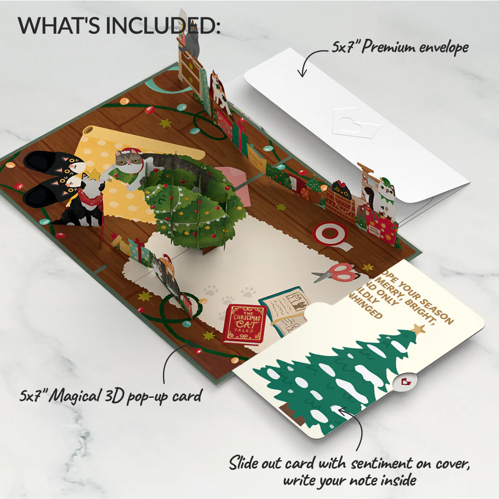 Meowy Little Christmas Cats Pop-Up Card and Blessing Tree Sentiment Set - Image 2