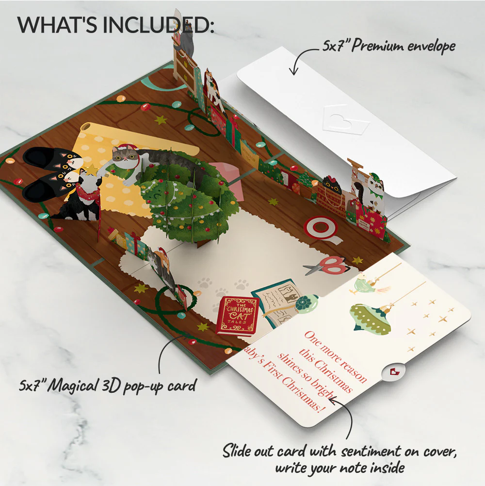 Meowy Little Christmas Cats Pop-Up Card and Sentiment Set for Baby - Image 2