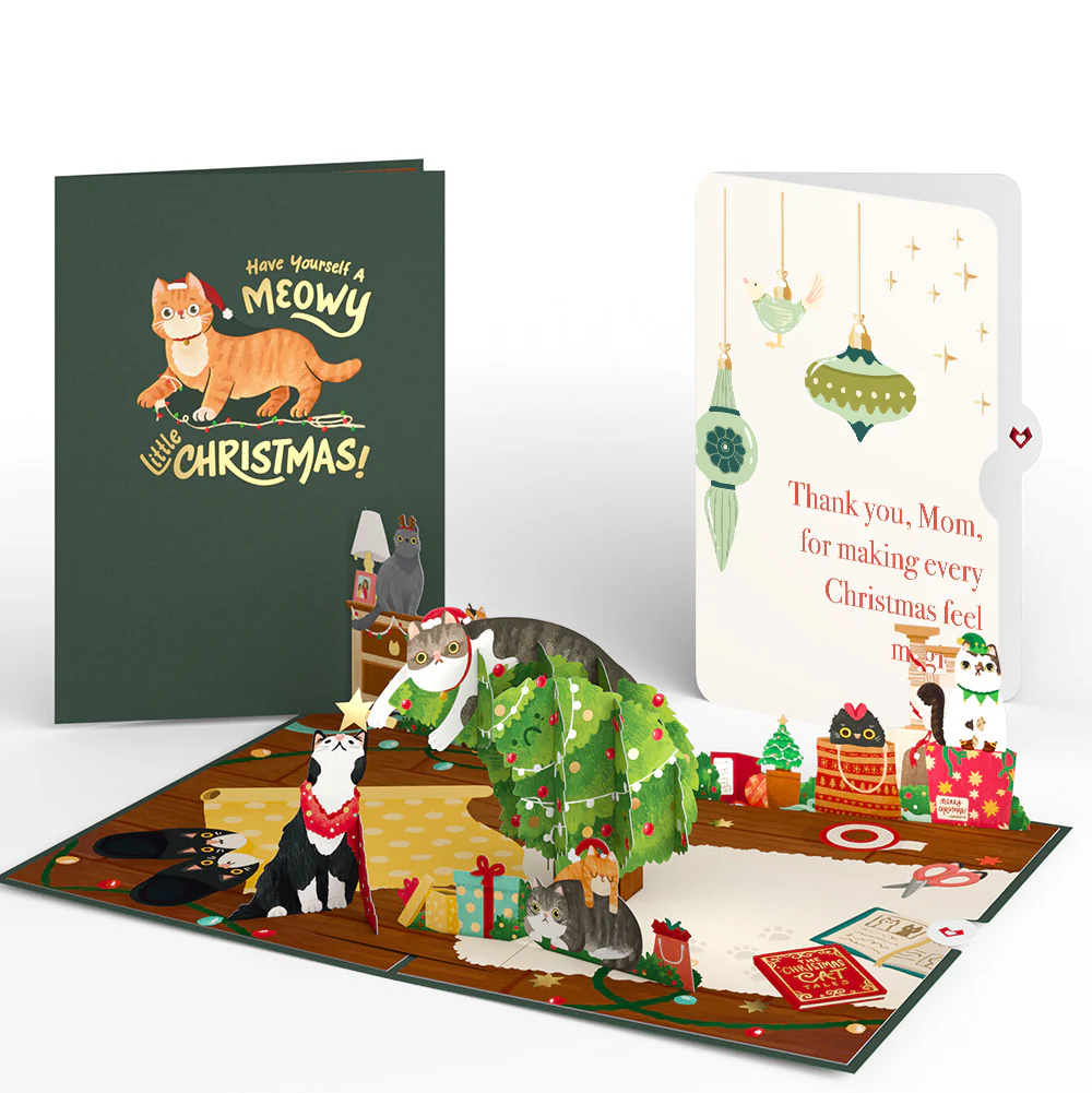Meowy Little Christmas Cats Pop-Up Card and Sentiment Set for Mom