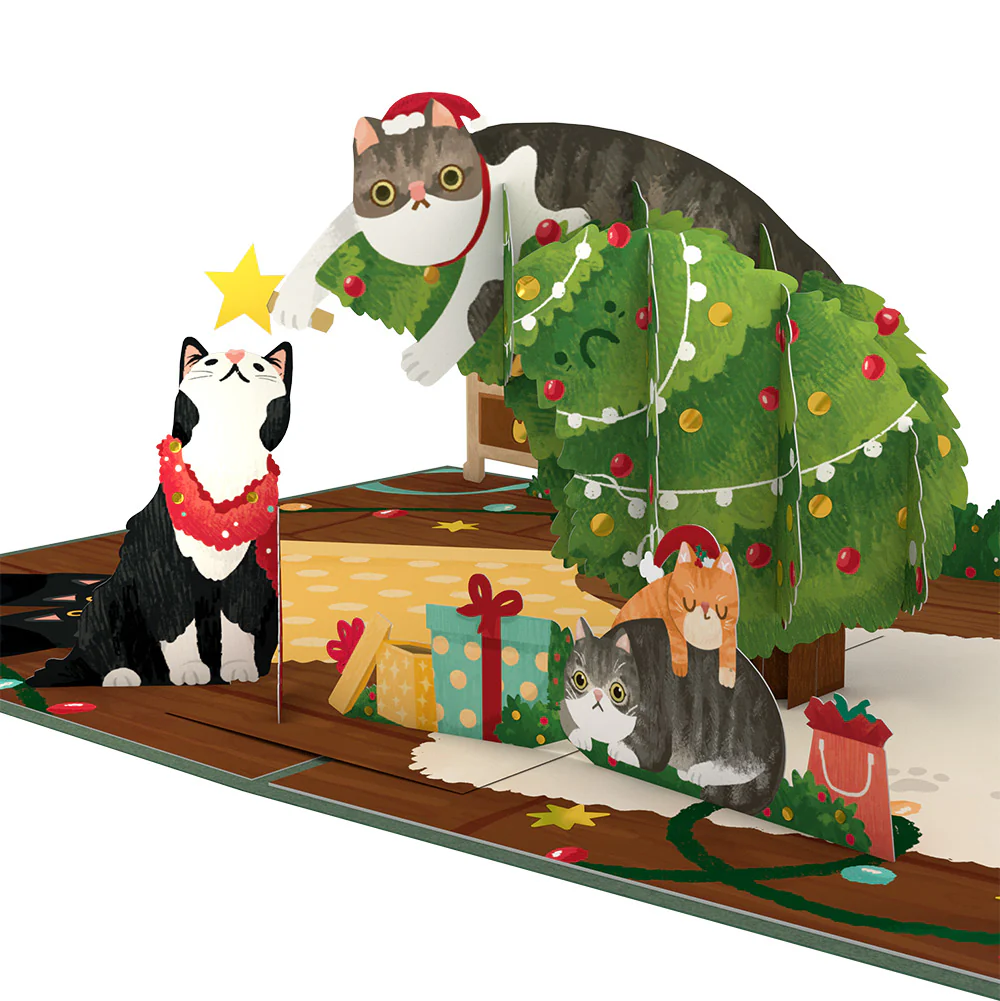 Meowy Little Christmas Cats Pop-Up Card and Sentiment Set for Teacher - Image 3