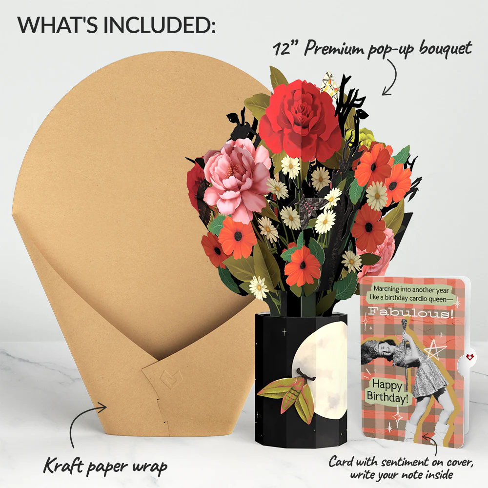 Midnight Florals Birthday Bouquet and Cardio Queen Sentiment Set - Image 2