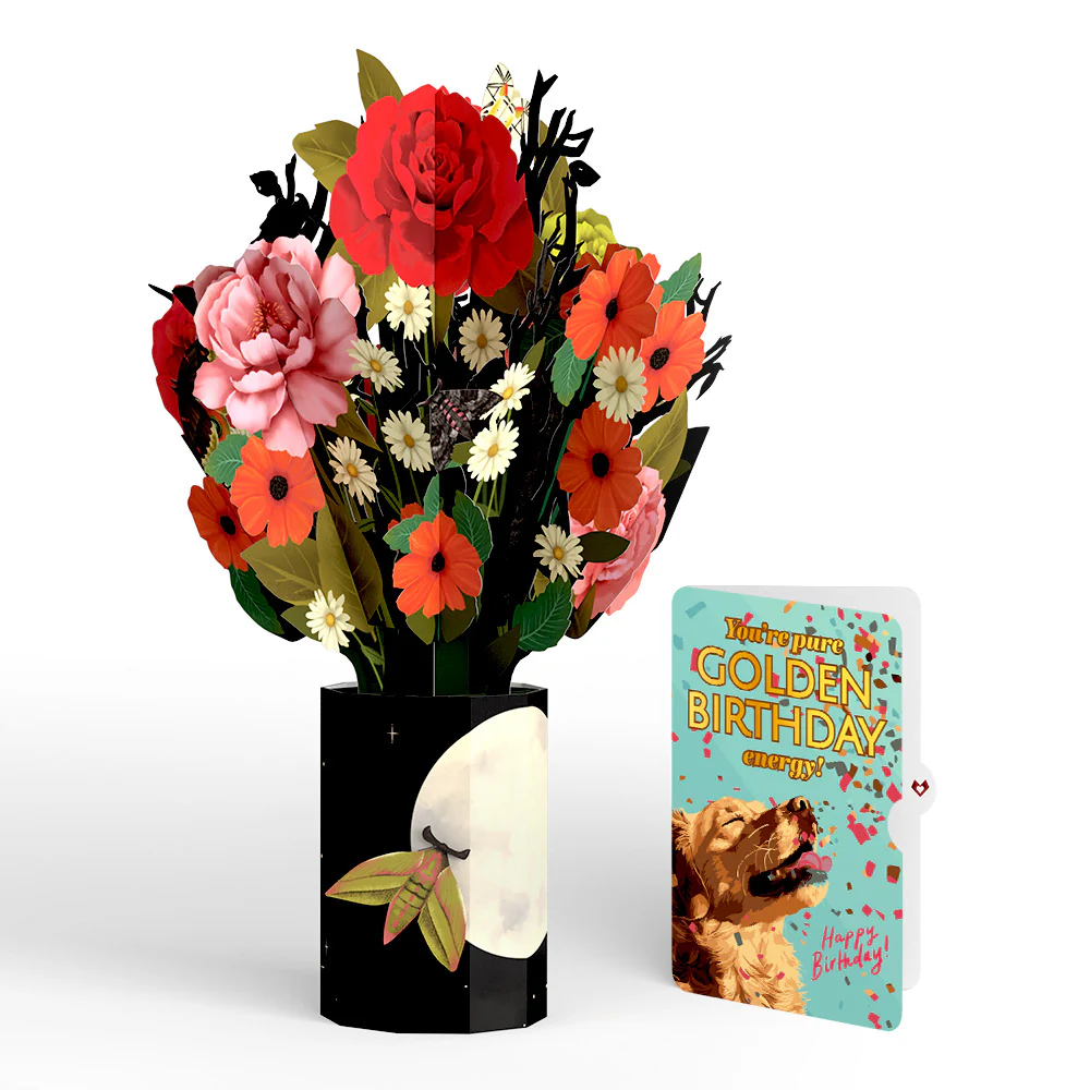 Midnight Florals Birthday Bouquet and Golden Energy Sentiment Set