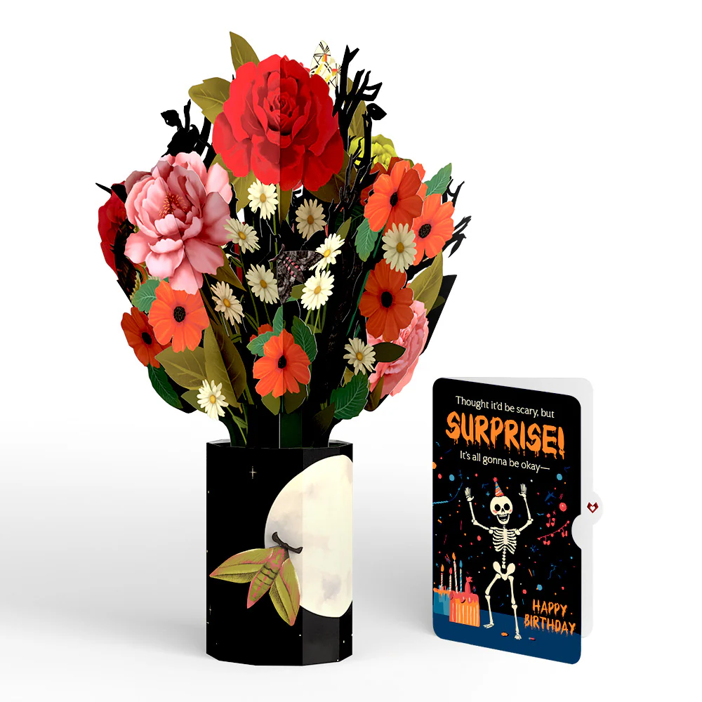 Midnight Florals Birthday Bouquet and Surprise Skeleton Sentiment Set