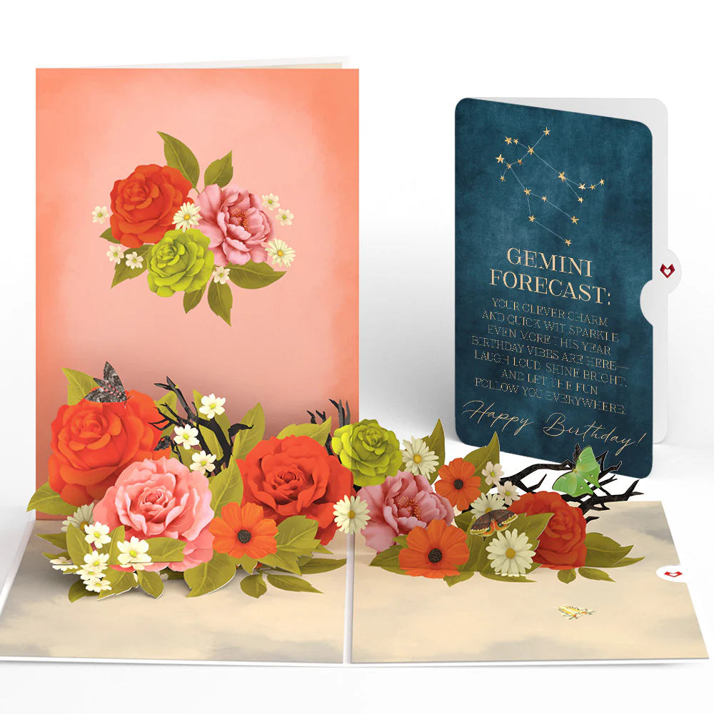Midnight Florals Birthday Pop-Up Card and Gemini Zodiac Sentiment Set