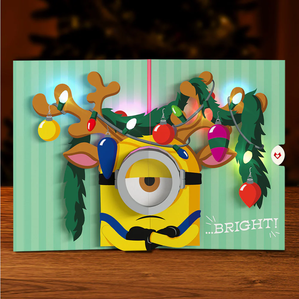 Minions Merry & Bright Light-Up Pop-Up Card - Image 2