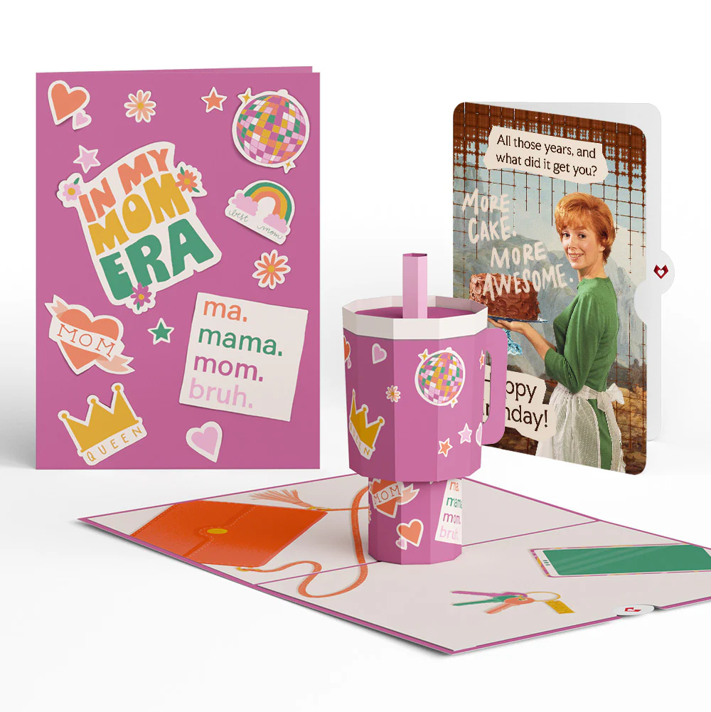 Mom Era Tumbler Birthday Pop-Up Card and More Cake More Awesome Sentiment Set