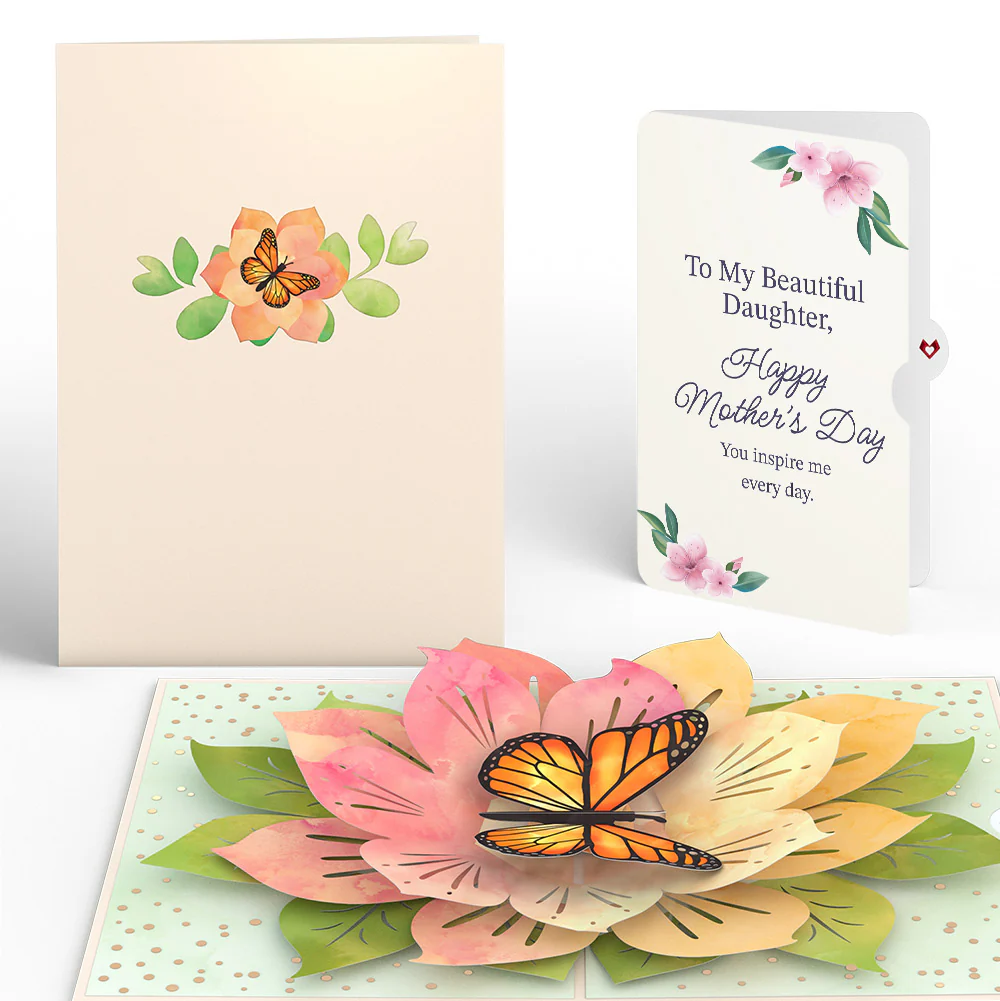 Monarch Butterfly Bloom Mother's Day Pop-Up Card and Sentiment Set for Daughter