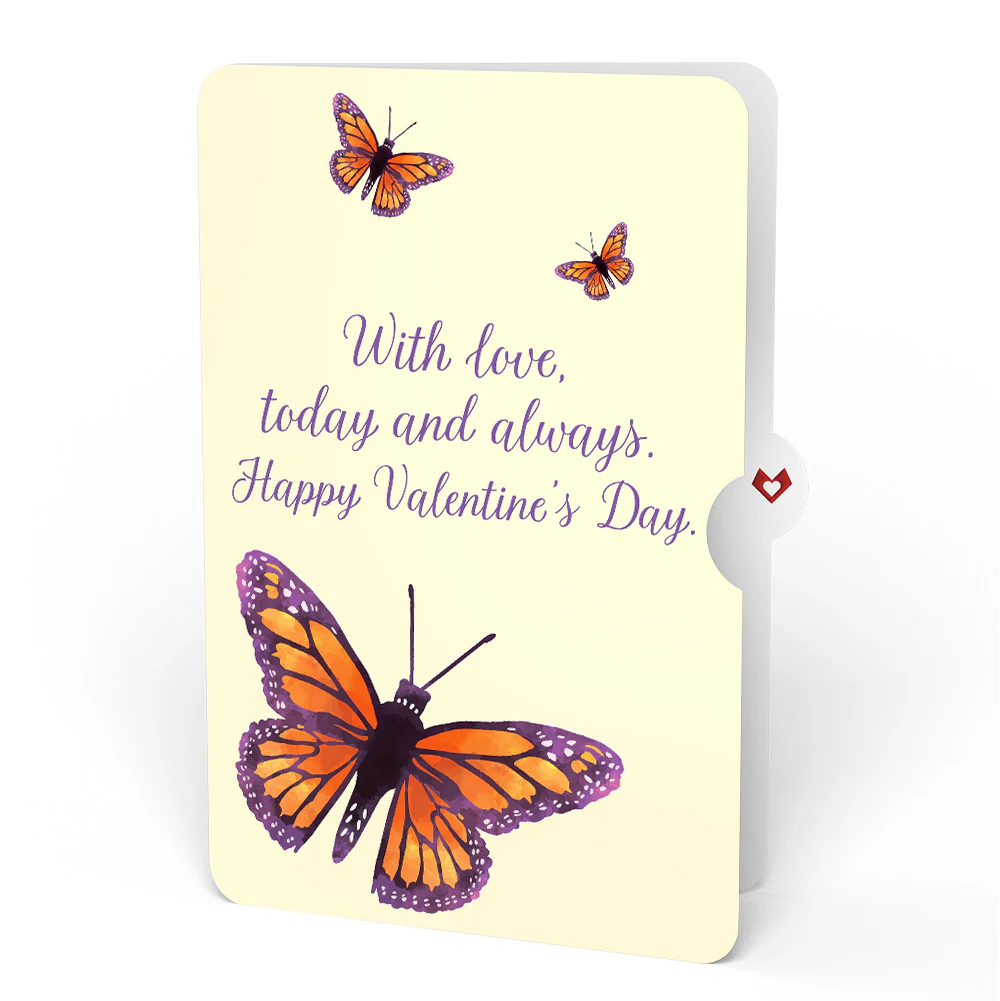 Monarch Butterfly Valentine Pop-Up Card and Butterfly Kisses Sentiment Set - Image 4