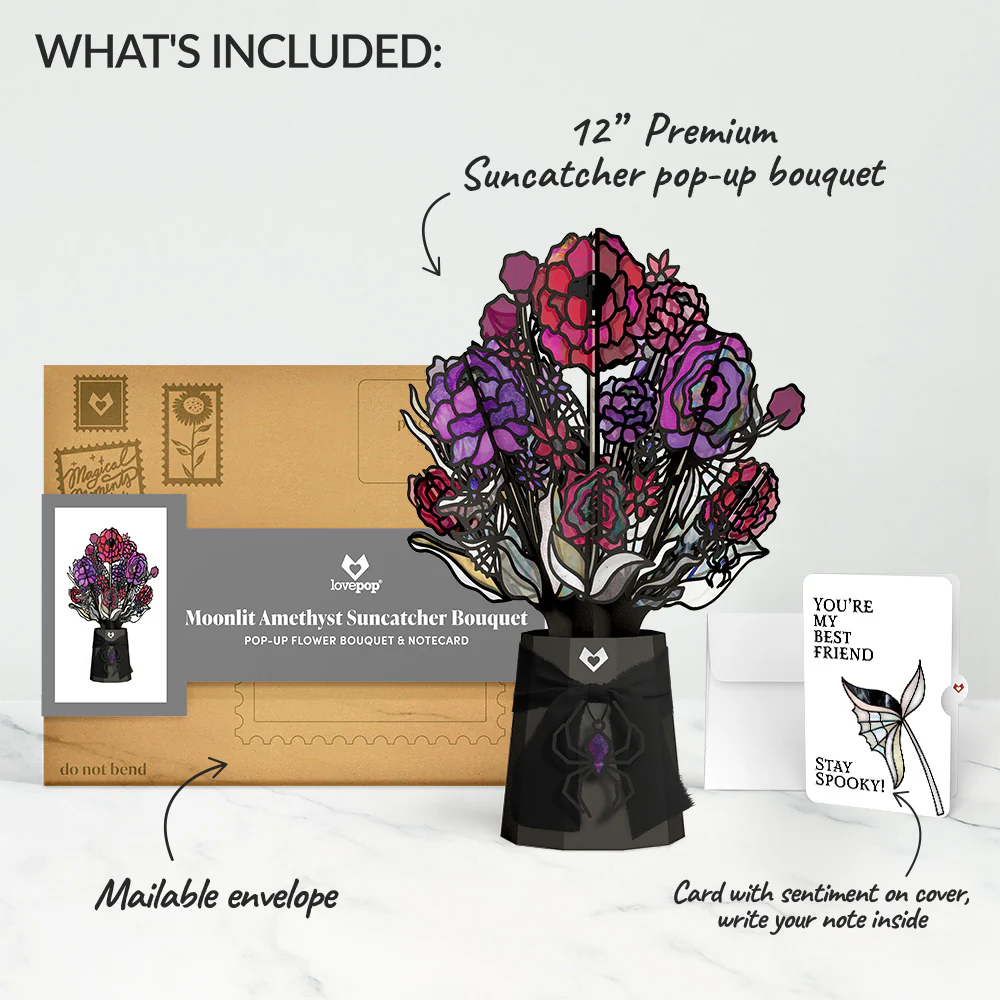 Moonlit Amethyst Halloween Suncatcher Bouquet and Sentiment Set for Best Friend - Image 2