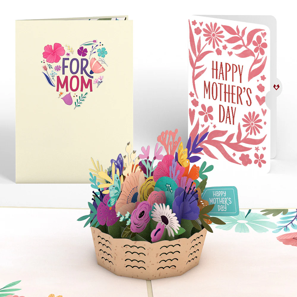 Mother's Day Basket Pop-Up Card and Bold Petal Pattern Sentiment Set for Mom
