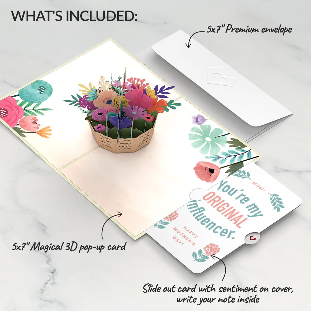 Mother's Day Basket Pop-Up Card and Original Bloom Tribute Sentiment Set for Mom - Image 2