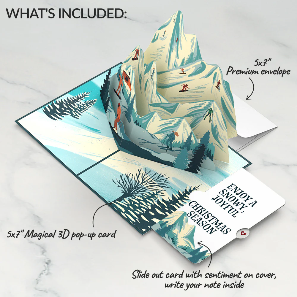 Mountain Ski Adventure Christmas Pop-Up Card and Sentiment Set - Image 2