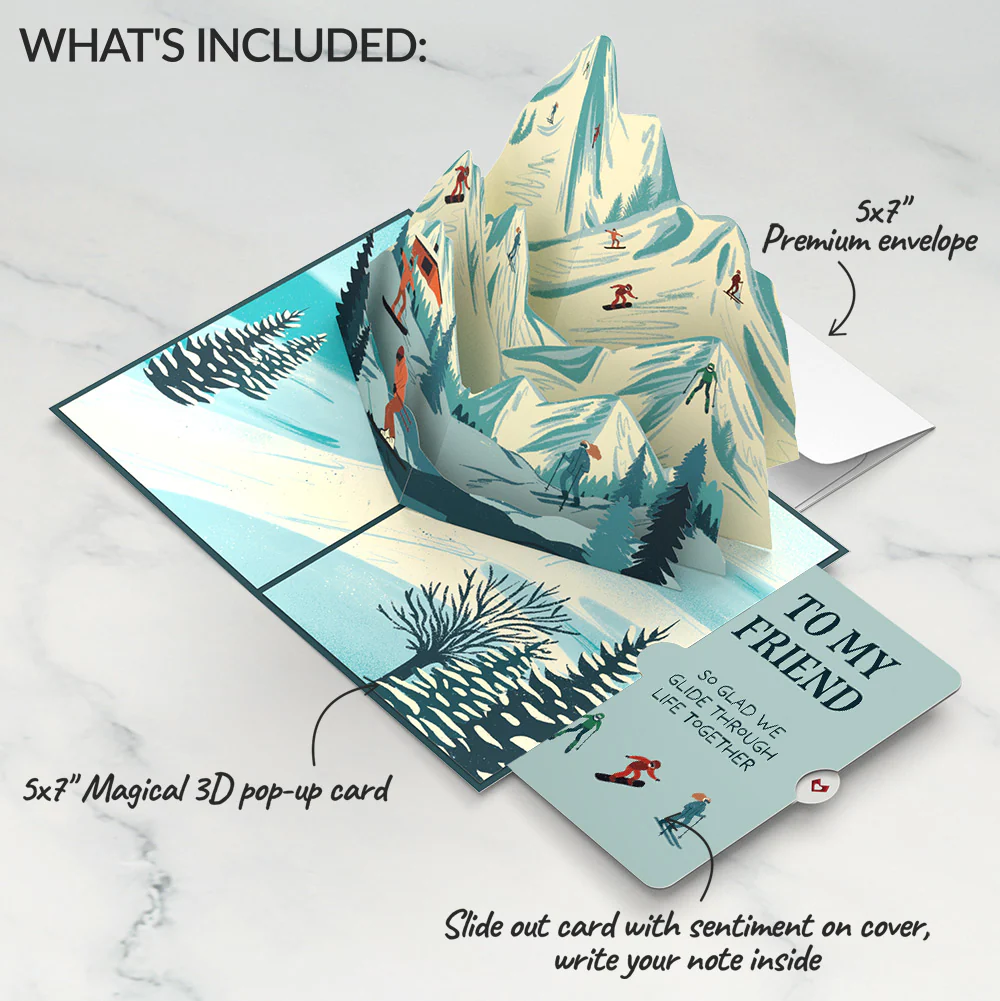 Mountain Ski Adventure Friendship Pop-Up Card and Sentiment Set - Image 2