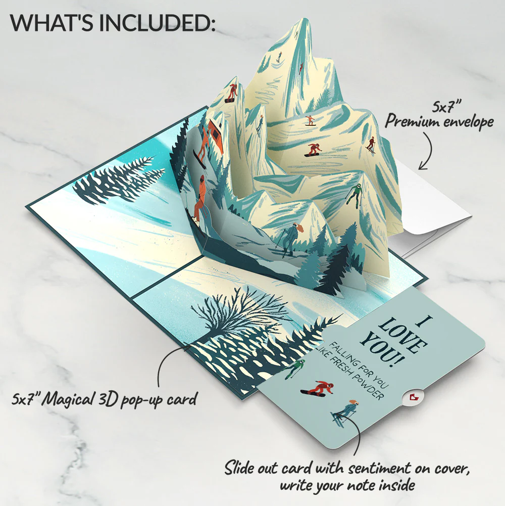 Mountain Ski Adventure Love Pop-Up Card and Sentiment Set - Image 2