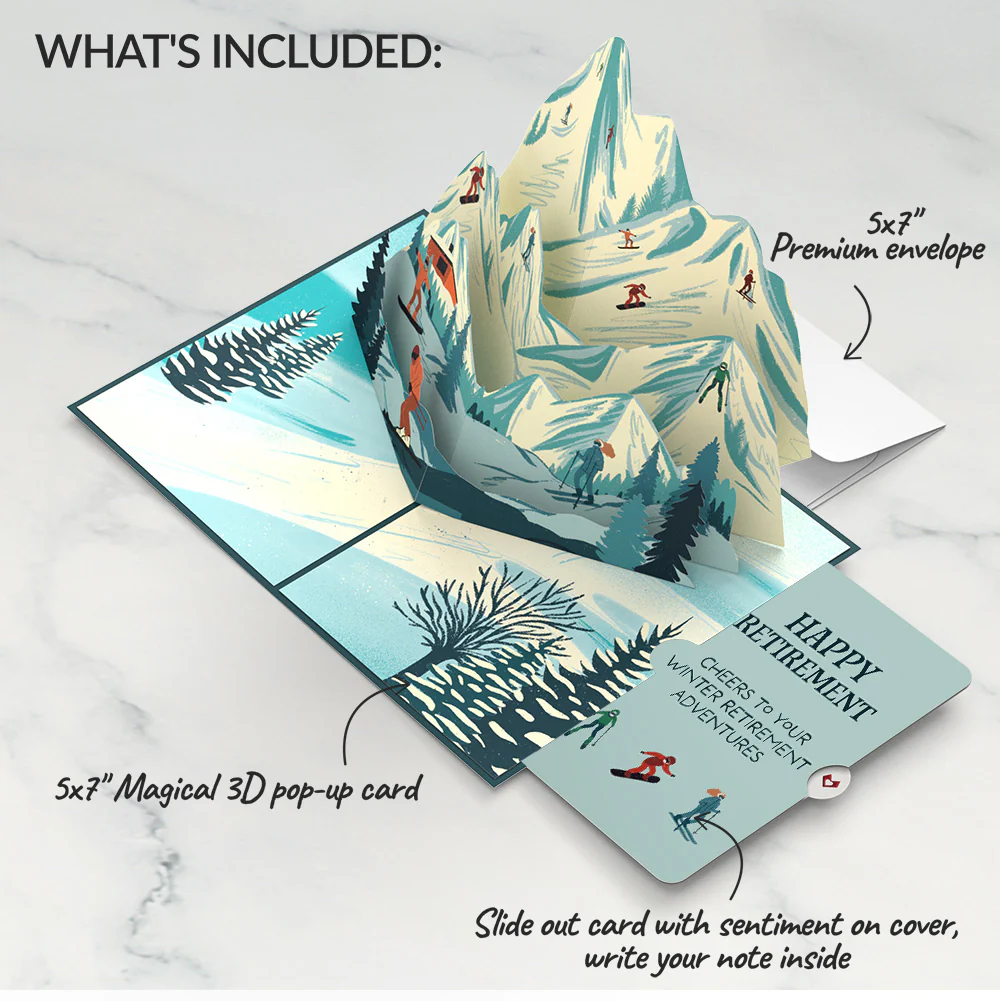 Mountain Snowboard Adventure Retirement Pop-Up Card and Sentiment Set - Image 2