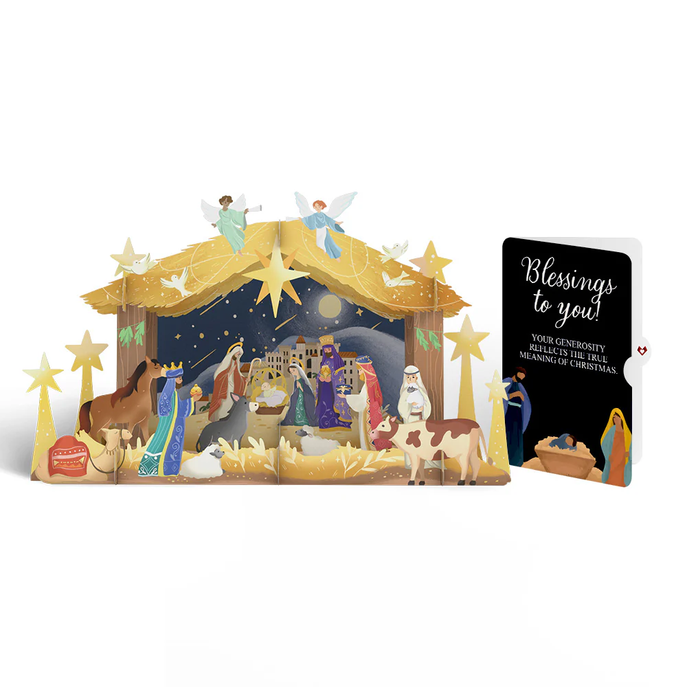 Nativity Christmas Giant Pop-Up Gift and Blessings Sentiment Set