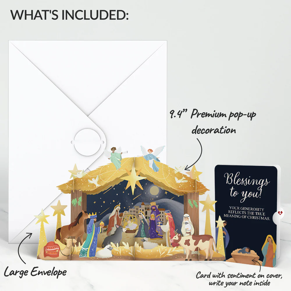 Nativity Christmas Giant Pop-Up Gift and Blessings Sentiment Set - Image 2