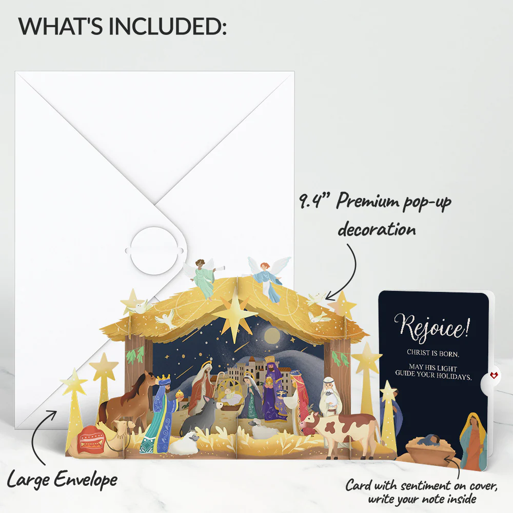 Nativity Christmas Giant Pop-Up Gift and Rejoice Sentiment Set - Image 2