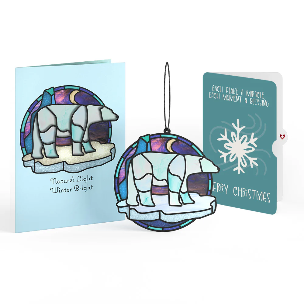 Nature's Light Polar Bear Christmas Suncatcher Card and Sentiment Set