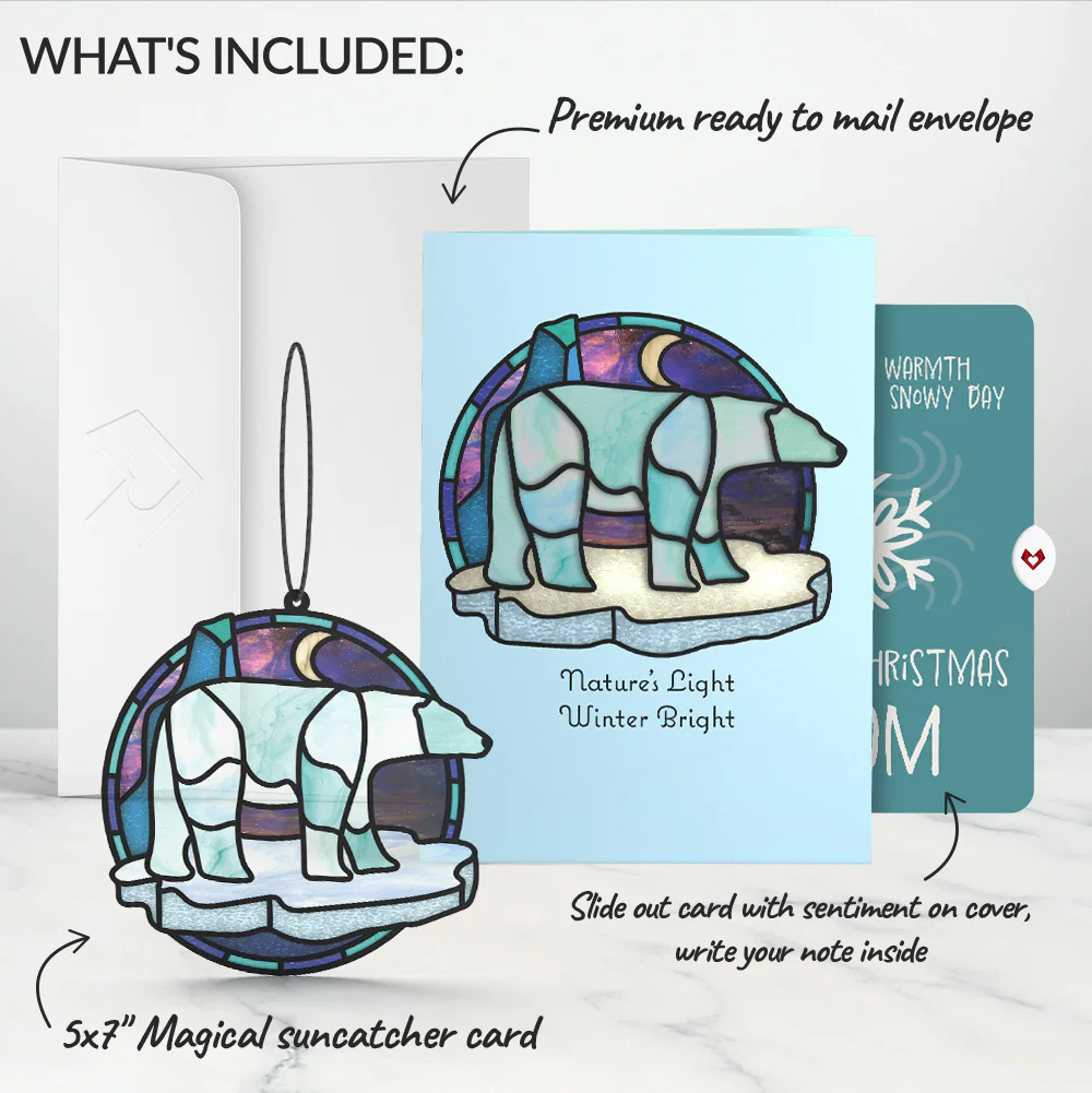 Nature's Light Polar Bear Christmas Suncatcher Card and Sentiment Set for Mom - Image 2