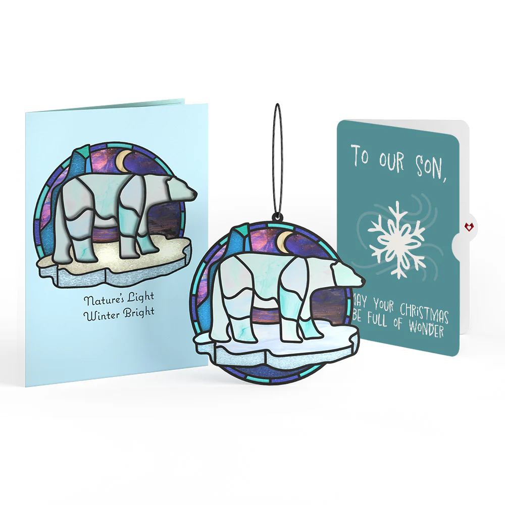Nature's Light Polar Bear Christmas Suncatcher Card and Sentiment Set for Son
