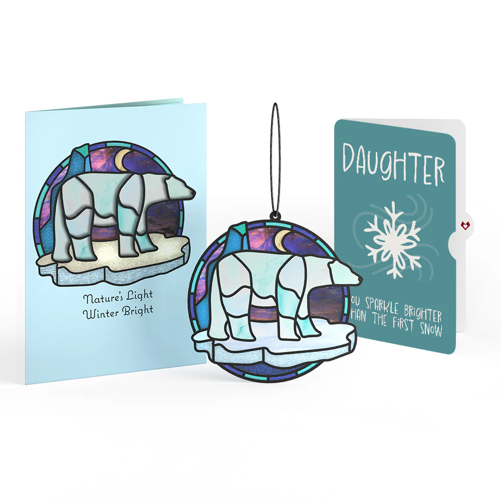 Nature's Light Polar Bear Winter Suncatcher Card and Sentiment Set for Daughter