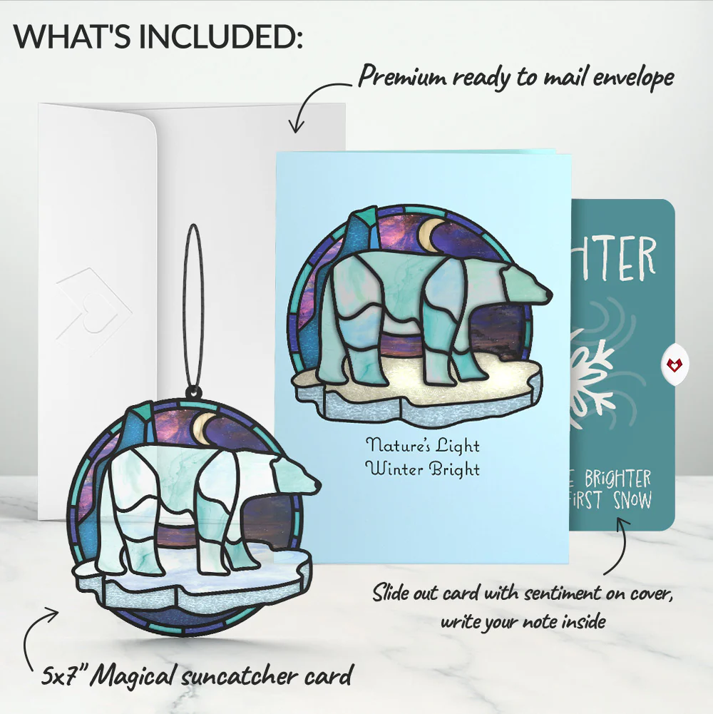 Nature's Light Polar Bear Winter Suncatcher Card and Sentiment Set for Daughter - Image 2