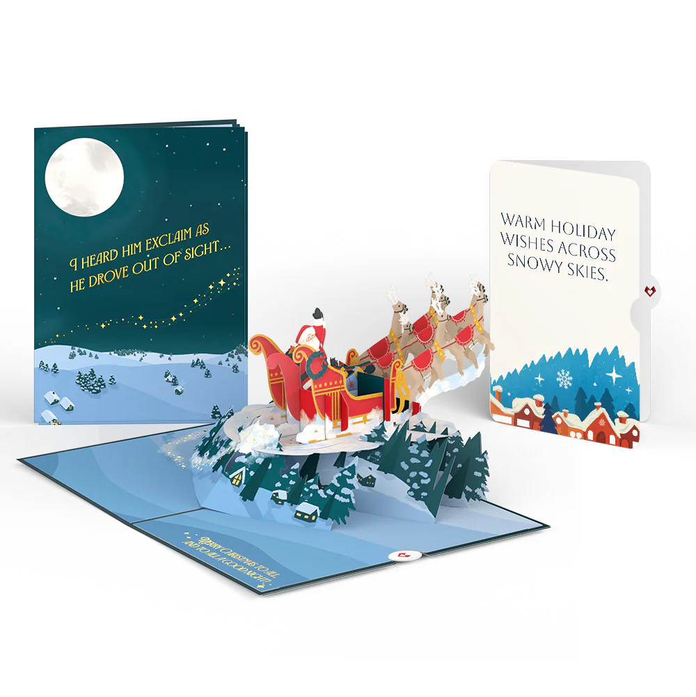 Night Sky Santa Sleigh Holiday Pop-Up Card and Sentiment Set