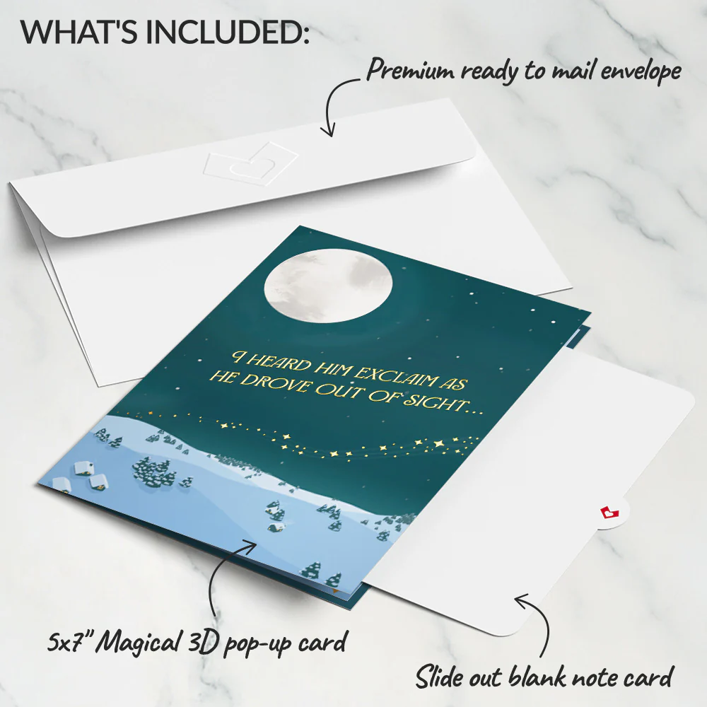 Night Sky Santa Sleigh Pop-Up Card - Image 6