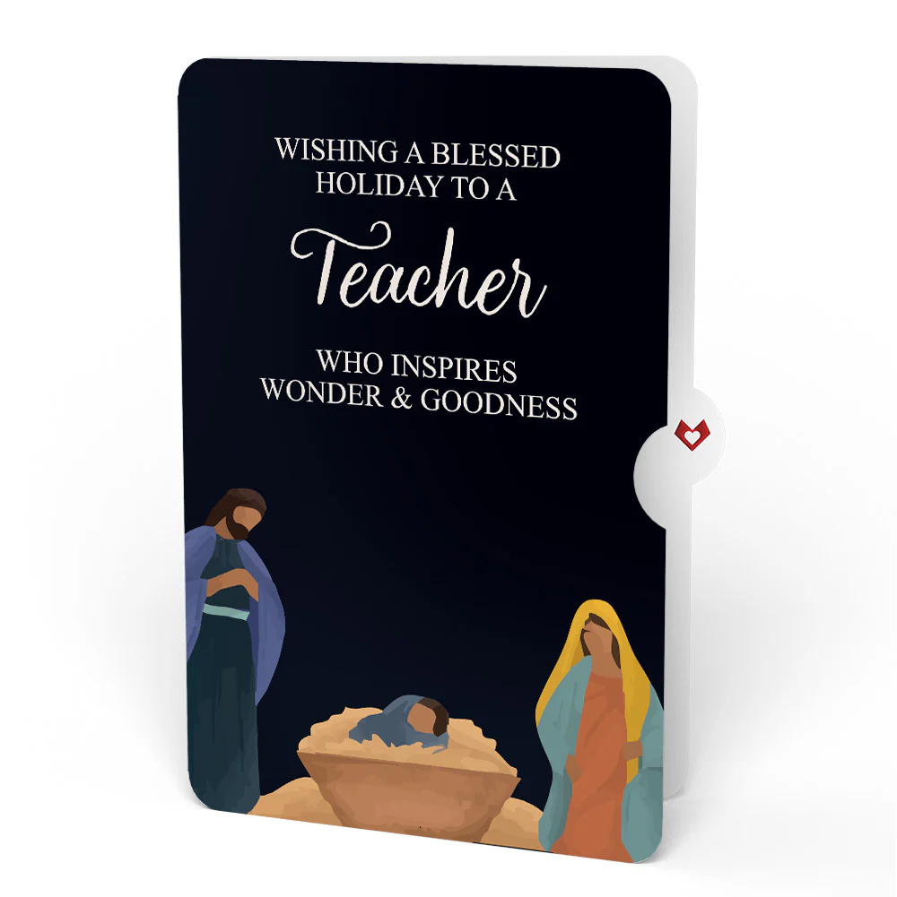 Oh Holy Night Nativity Christmas Light-Up Pop-Up Card and Sentiment Set for Teacher - Image 4