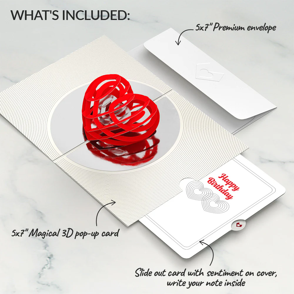 OK Go: Love Music Pop-Up Card - Limited Edition and Connected Hearts Birthday Sentiment Set - Image 2
