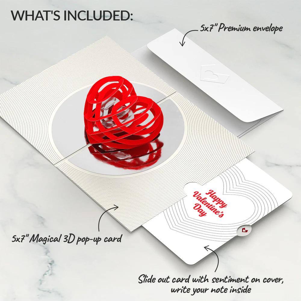OK Go: Love Music Pop-Up Card - Limited Edition and Layered Heart Valentine’s Day Sentiment Set - Image 2