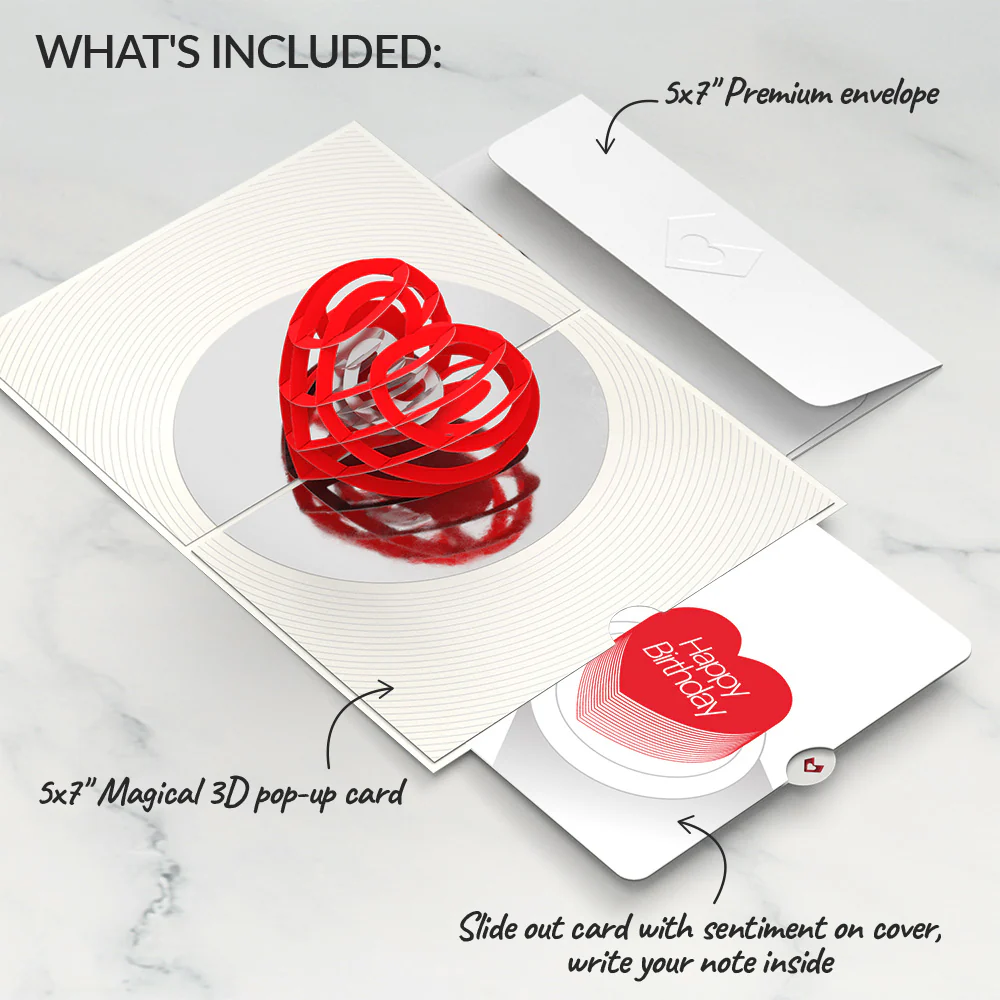 OK Go: Love Pop-Up Card and Sweet Heart Birthday Sentiment Set - Image 2