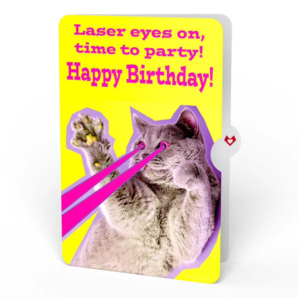 Highland Cow with Cat Laser Eyes Birthday Pop-Up Card and Sentiment Set - Image 4