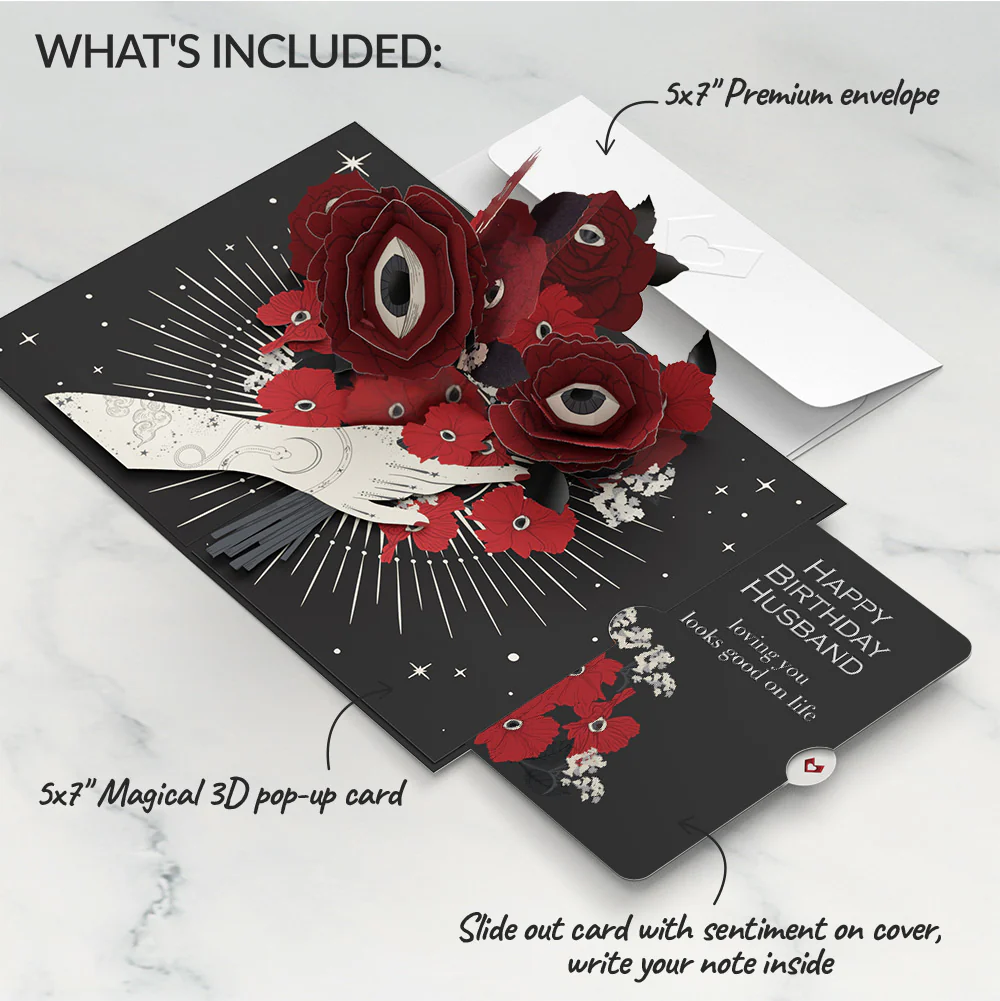 Only Have Eyes for You Birthday Pop-Up Card and Sentiment Set for Husband - Image 2
