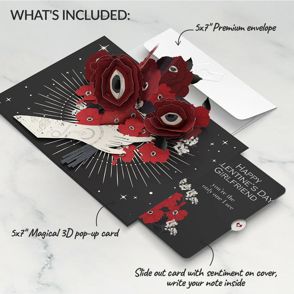 Only Have Eyes for You Valentine Pop-Up Card and Sentiment Set for Girlfriend - Image 2