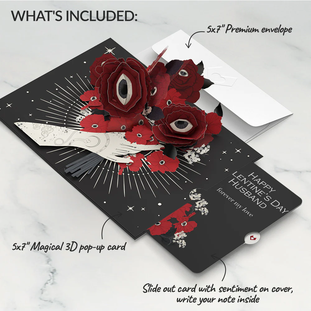 Only Have Eyes for You Valentine Pop-Up Card and Sentiment Set for Husband - Image 2