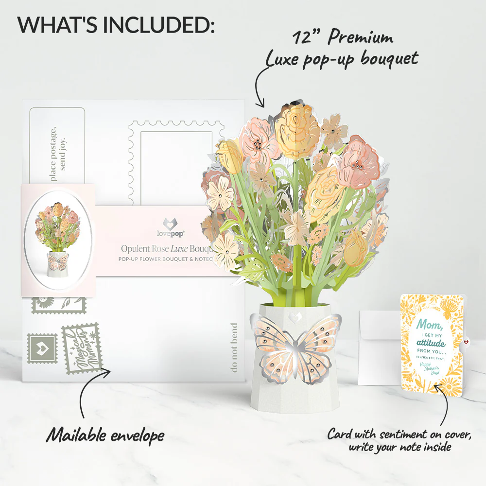Opulent Rose Mother’s Day Luxe Bouquet and Sentiment Set for Mom - Image 2