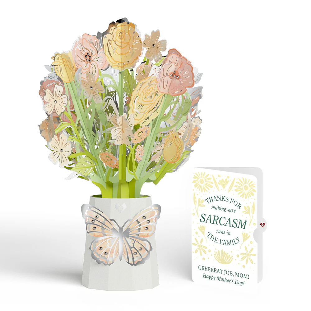 Opulent Rose Mother’s Day Luxe Bouquet and Sunny Sarcasm Garden Sentiment Set for Mom