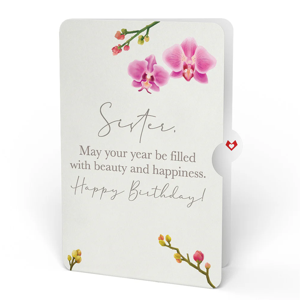 Orchid Birthday Bouquet and Sentiment Set for Sister  - Image 4