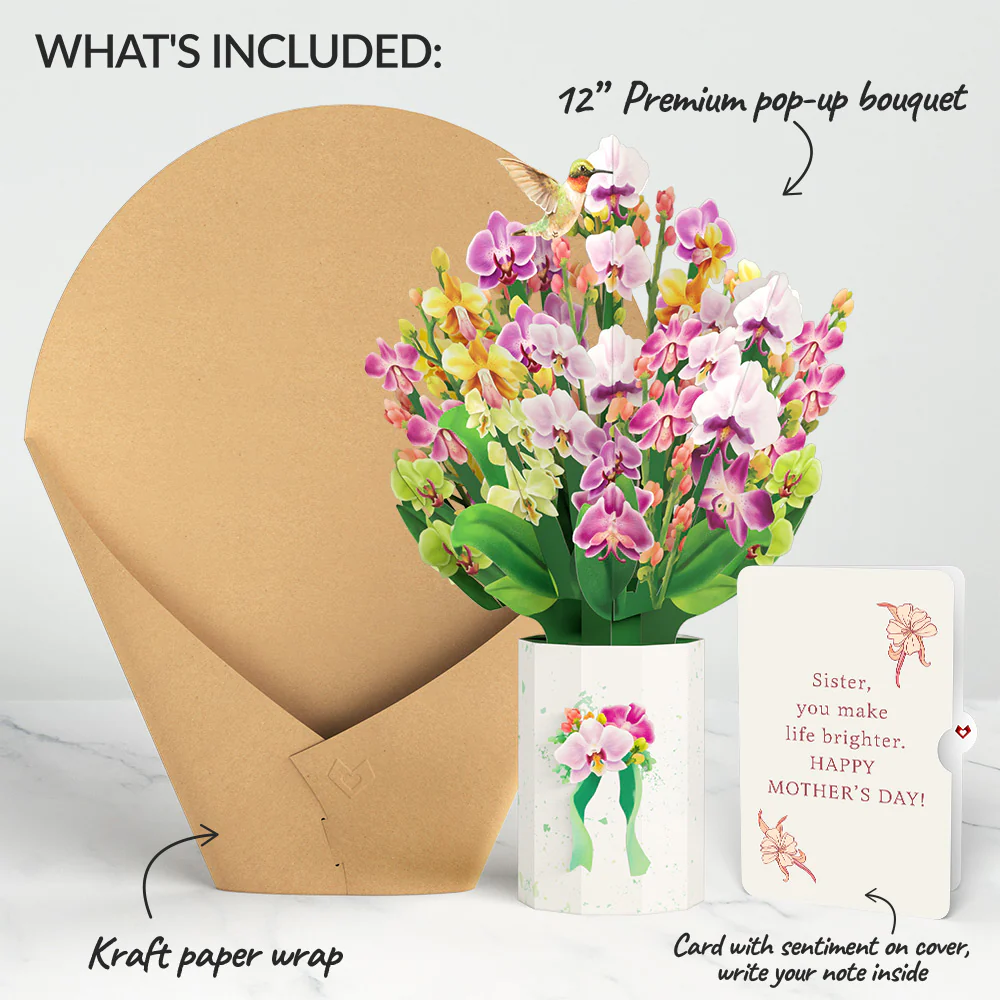 Orchid Mother's Day Bouquet and You Make Life Brighter Sentiment Set for Sister - Image 2