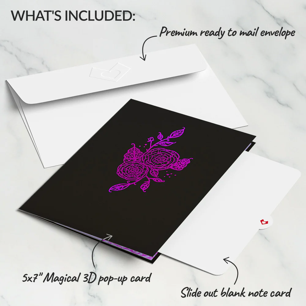 Ornate Purple Rose Bloom Pop-Up Card - Image 5