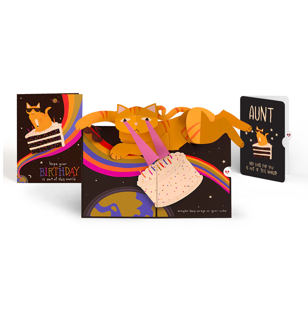 Out of this World Birthday Cat Pop-Up Card and Sentiment Set for Aunt
