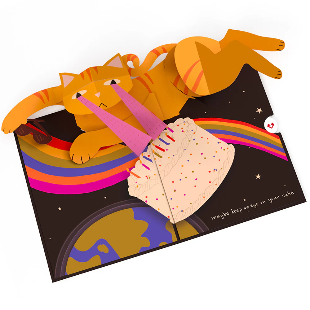 Out of this World Birthday Cat Pop-Up Card and Sentiment Set for Bestie - Image 3