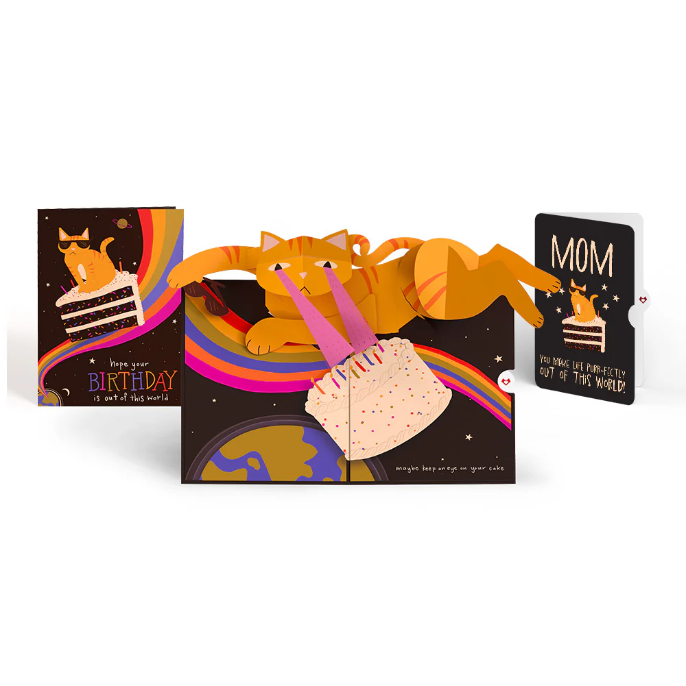 Out of this World Birthday Cat Pop-Up Card and Sentiment Set for Mom