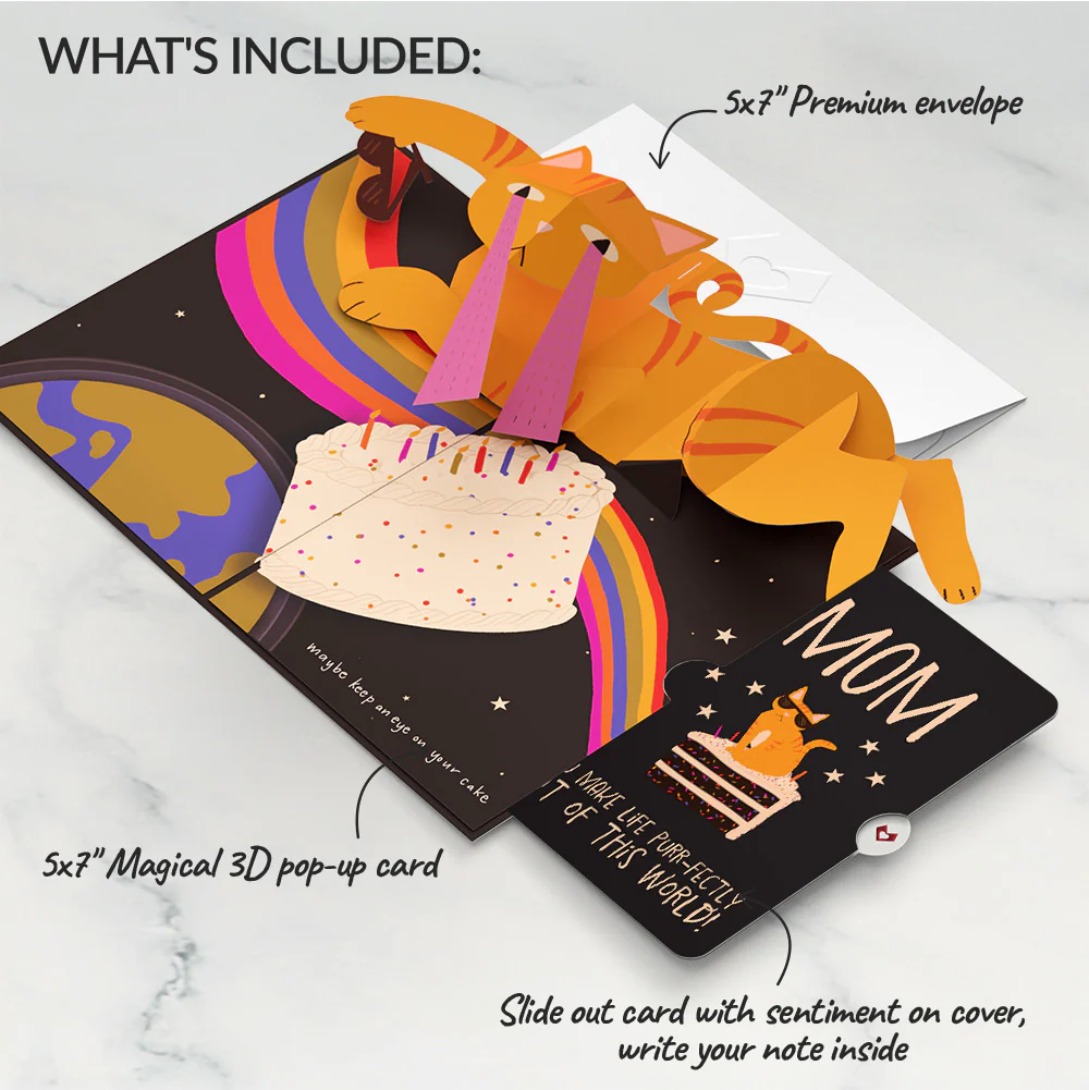 Out of this World Birthday Cat Pop-Up Card and Sentiment Set for Mom - Image 2