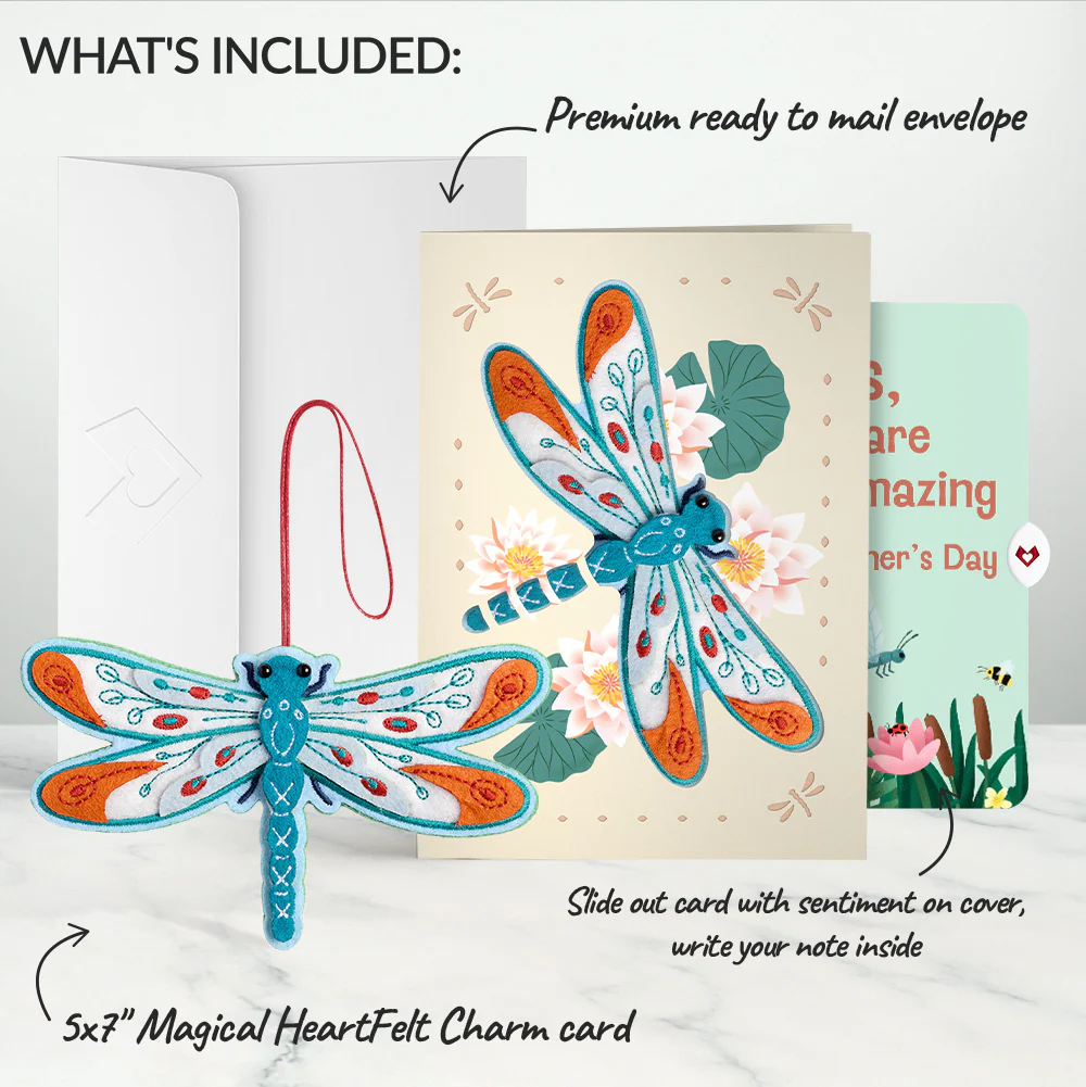Peaceful Dragonfly Mother’s Day HeartFelt Charm Card™ and Sentiment Set for Sister - Image 2