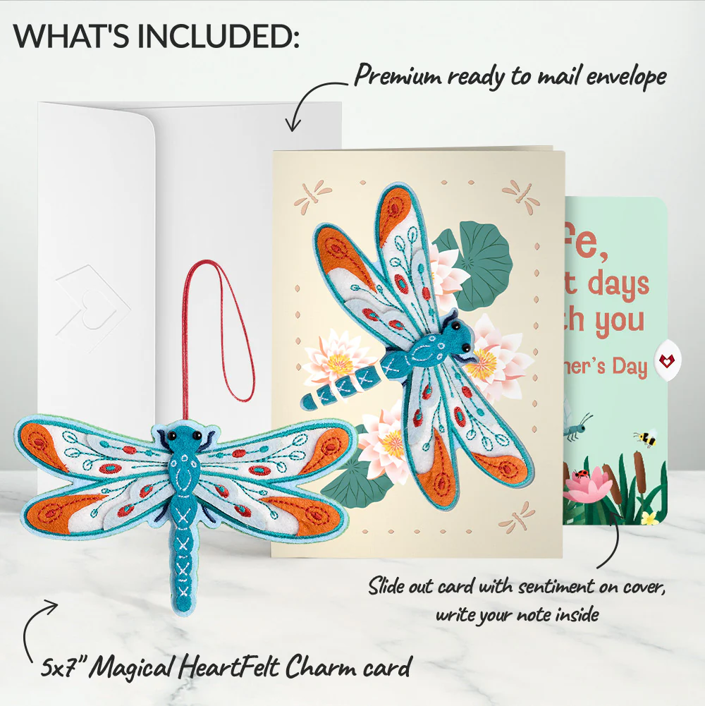 Peaceful Dragonfly Mother’s Day HeartFelt Charm Card™ and Sentiment Set for Wife - Image 2