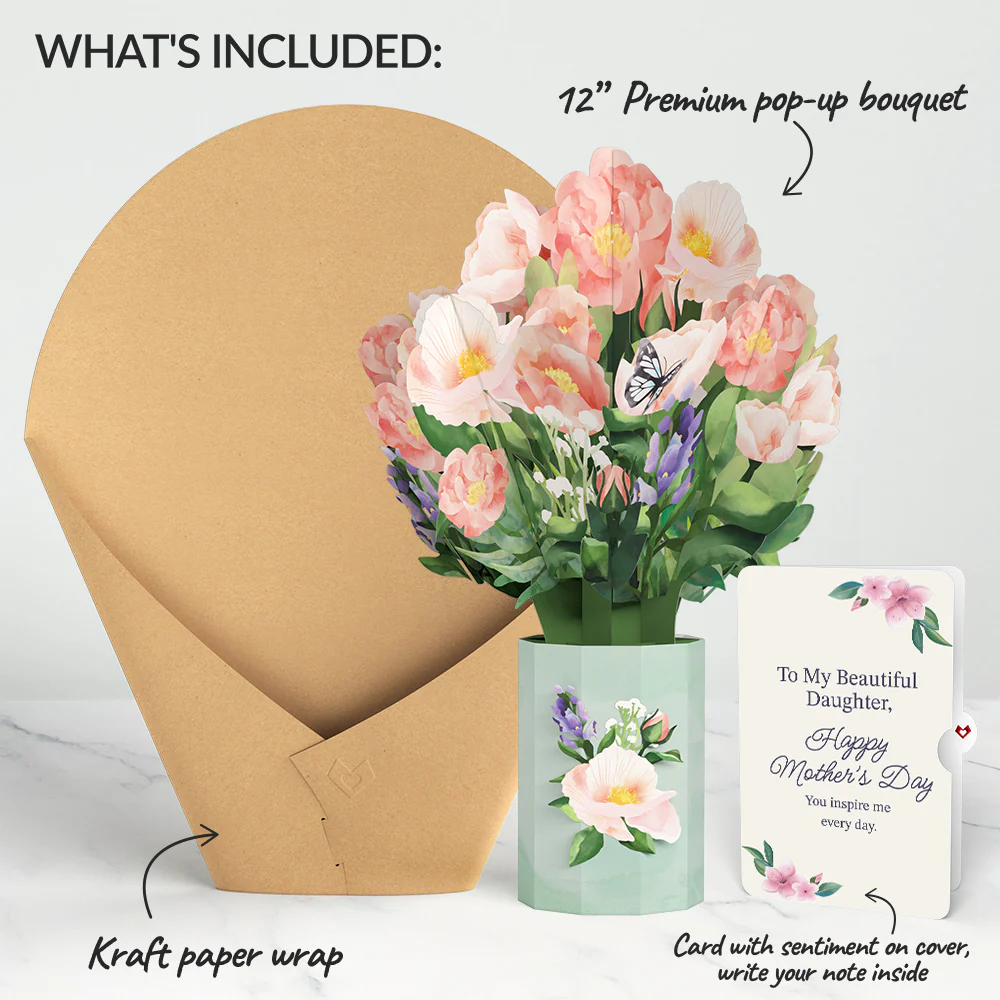 Peony Mother's Day Bouquet and Sentiment Set for Daughter - Image 2