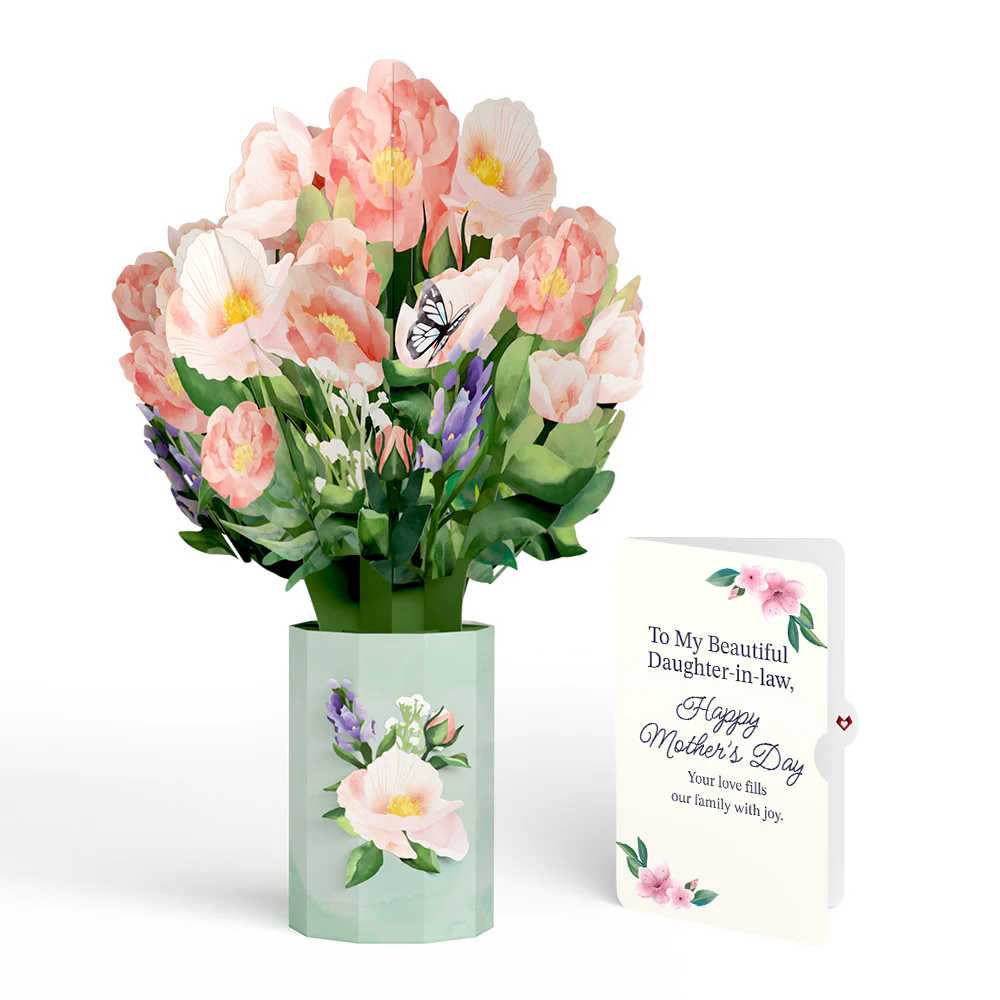 Peony Mother's Day Bouquet and Sentiment Set for Daughter-in-law